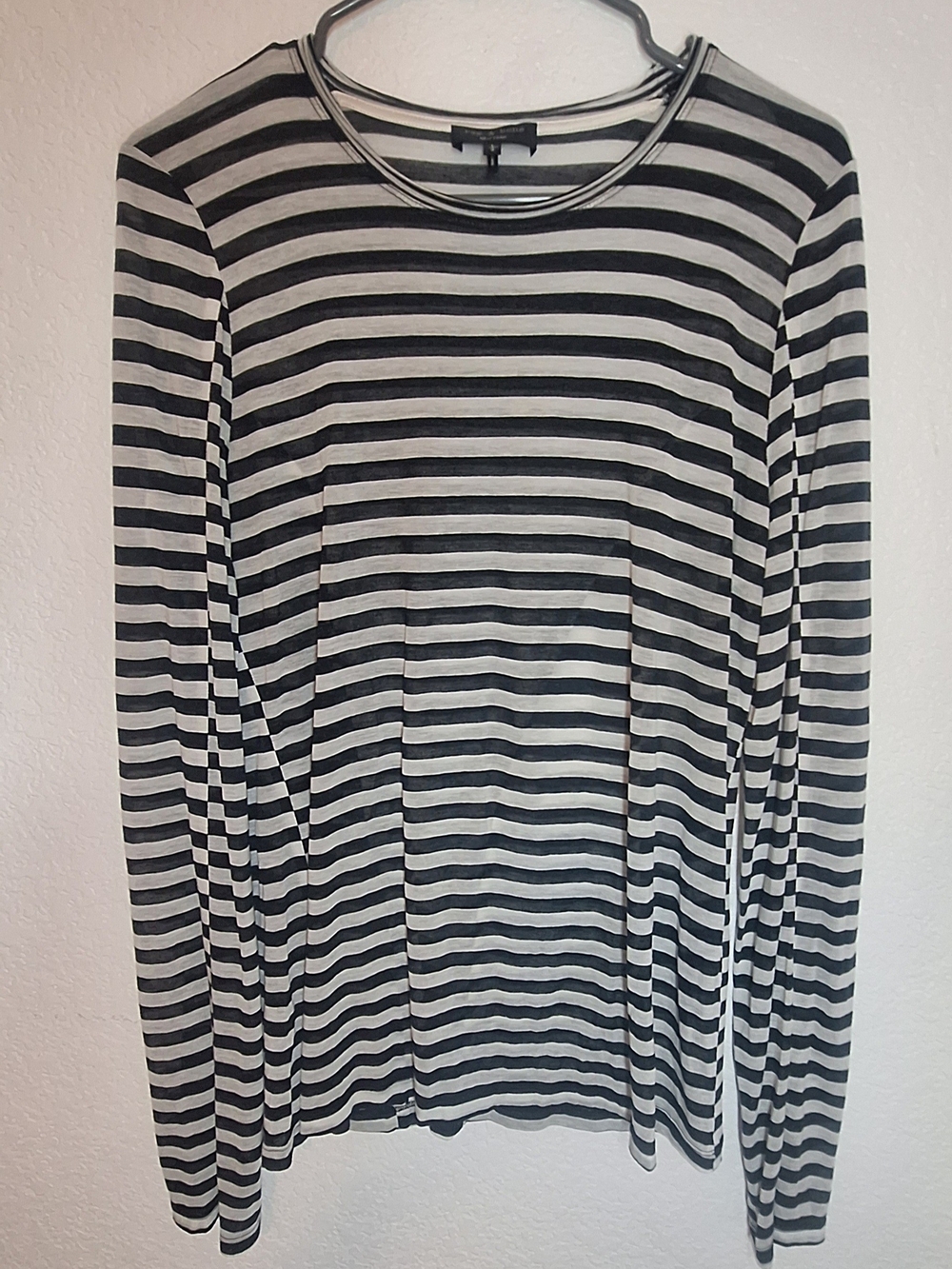 rag & bone Striped Luxury Tee Lyocell Cashmere Silk Trim L